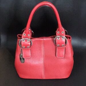 Gorgeous Red Pebble Genuine Leather Tignanello Purse
